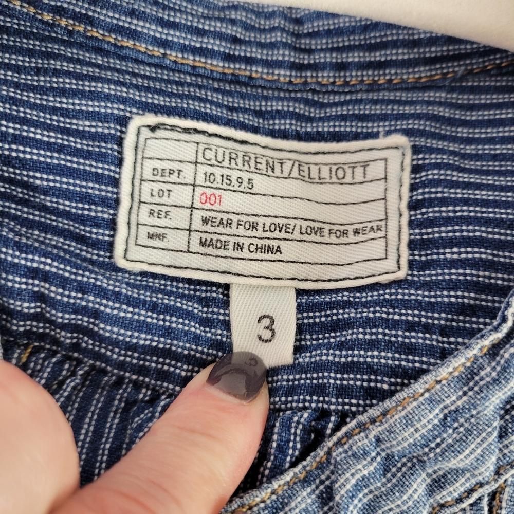 CURRENT/ELLIOTT Pintuck Chambray Railroad Stripe Shirt - Picture 10 of 10